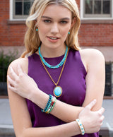 Model wearing Turquoise Howlite Necklace Set